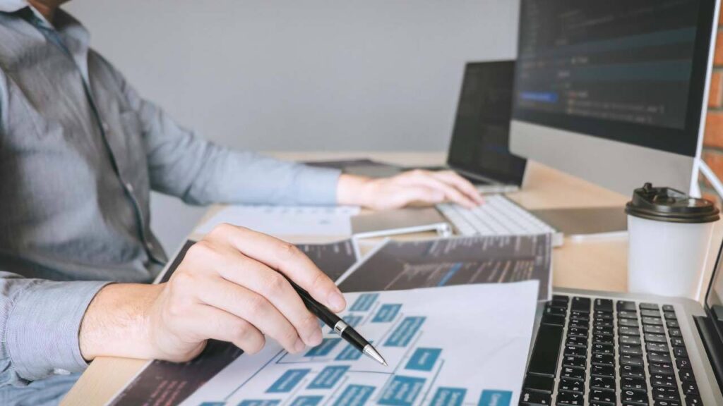 man planning an app design