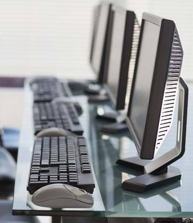 desk with computers