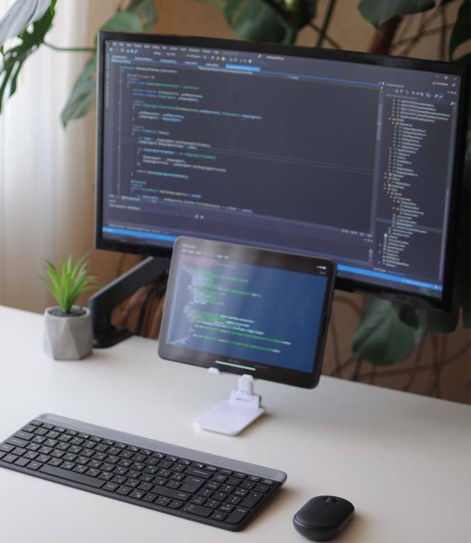 desktop with coding application open